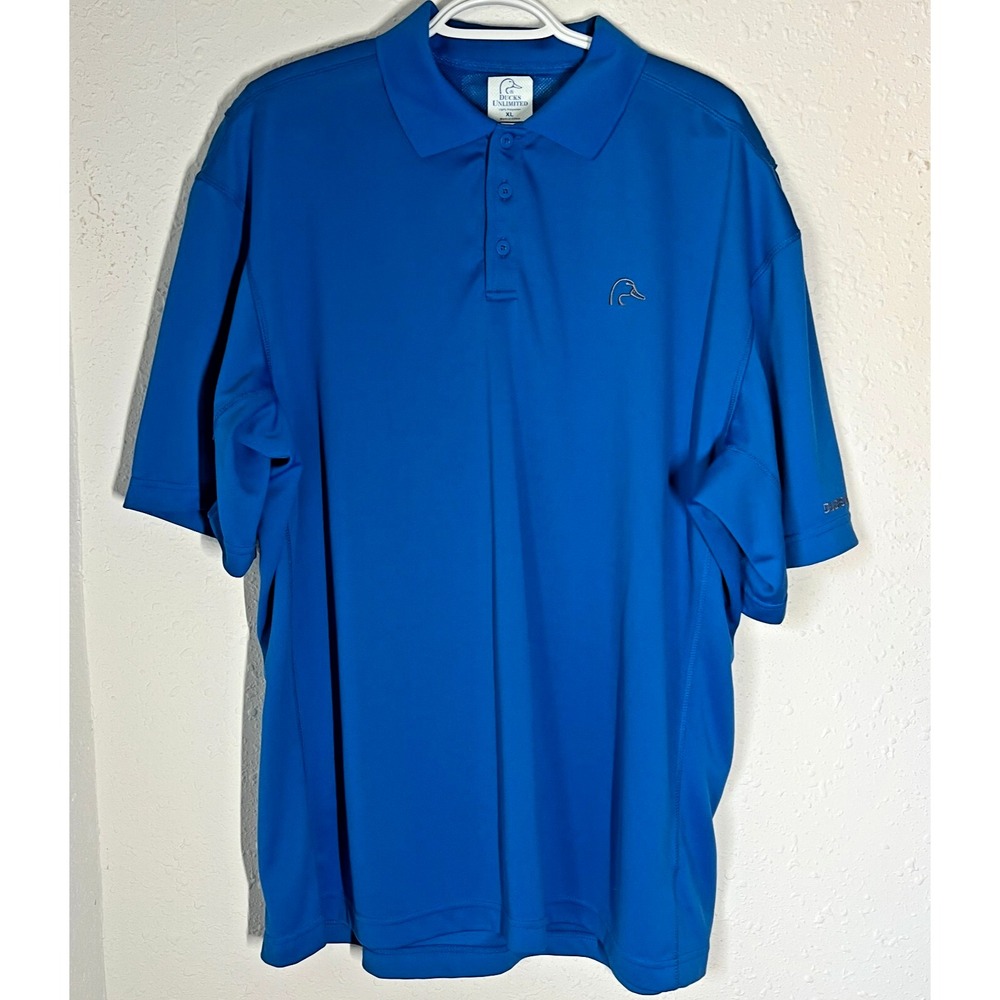 Ducks Unlimited‎ Men's Polo Shirt XL Blue Polyester 75th Anniversary Vented